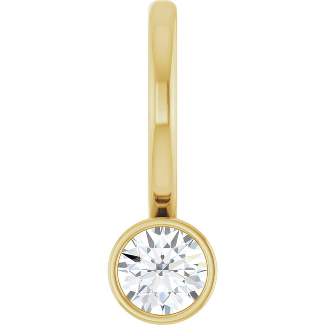 14K Gold Round Natural Diamond Bezel-Set Solitaire Pendant - Yellow Gold