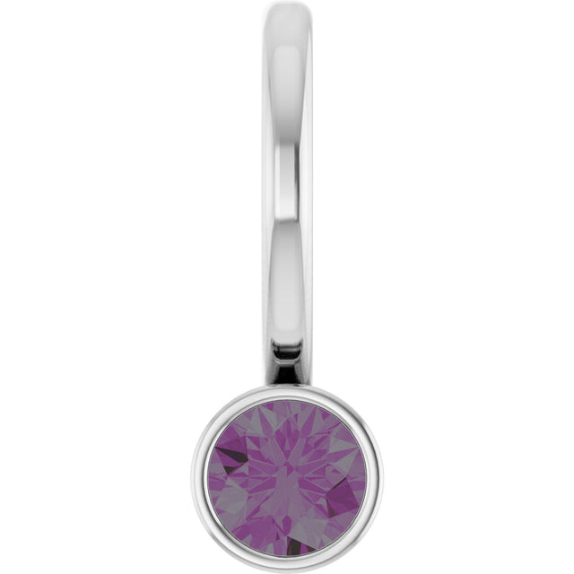 Platinum Round Lab-Grown Alexandrite Bezel-Set Solitaire Pendant