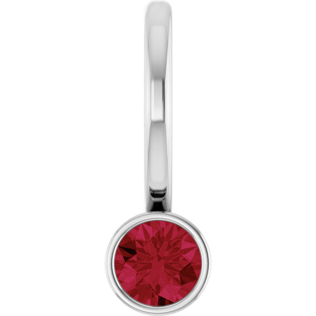 14K Gold Round Lab-Grown Ruby Bezel-Set Solitaire Pendant - White Gold