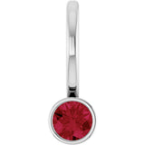 14K Gold Round Natural Ruby Bezel-Set Solitaire Pendant - White Gold