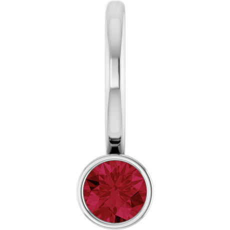Platinum Round Natural Ruby Bezel-Set Solitaire Pendant