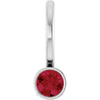 Platinum Round Lab-Grown Ruby Bezel-Set Solitaire Pendant