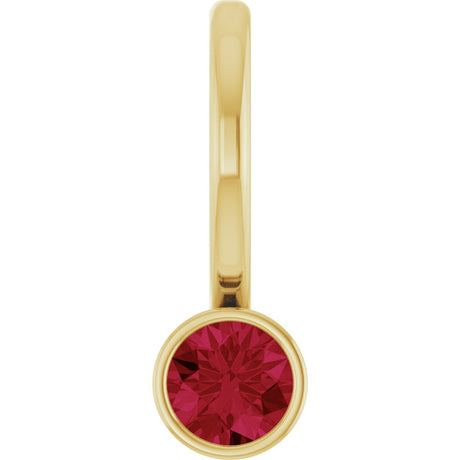 14K Gold Round Natural Ruby Bezel-Set Solitaire Pendant - Yellow Gold