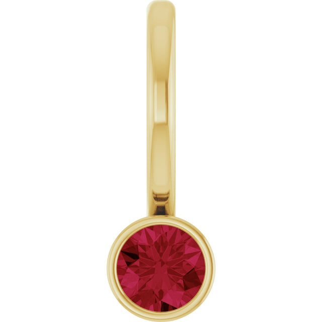 14K Gold Round Lab-Grown Ruby Bezel-Set Solitaire Pendant - Yellow Gold