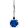 Platinum Round Natural Blue Sapphire Bezel-Set Solitaire Pendant
