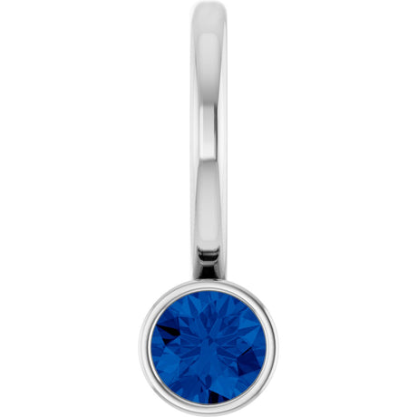 Platinum Round Lab-Grown Blue Sapphire Bezel-Set Solitaire Pendant