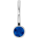 14K Gold Round Lab-Grown Blue Sapphire Bezel-Set Solitaire Pendant - White Gold