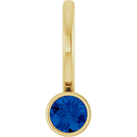 14K Gold Round Natural Blue Sapphire Bezel-Set Solitaire Pendant - Yellow Gold