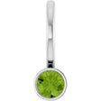 Platinum Round Natural Peridot Bezel-Set Solitaire Pendant