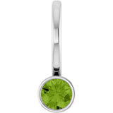 Platinum Round Natural Peridot Bezel-Set Solitaire Pendant