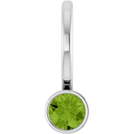Platinum Round Natural Peridot Bezel-Set Solitaire Pendant