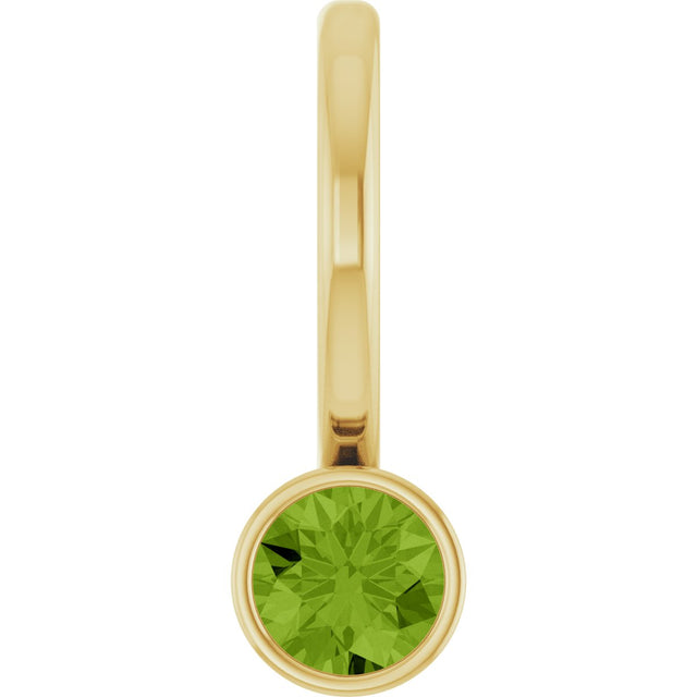 14K Gold Round Natural Peridot Bezel-Set Solitaire Pendant - Yellow Gold