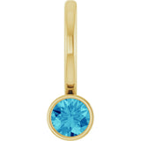 14K Gold Round Natural Blue Zircon Bezel-Set Solitaire Pendant - Yellow Gold
