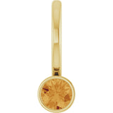 14K Gold Round Natural Citrine Bezel-Set Solitaire Pendant - Yellow Gold