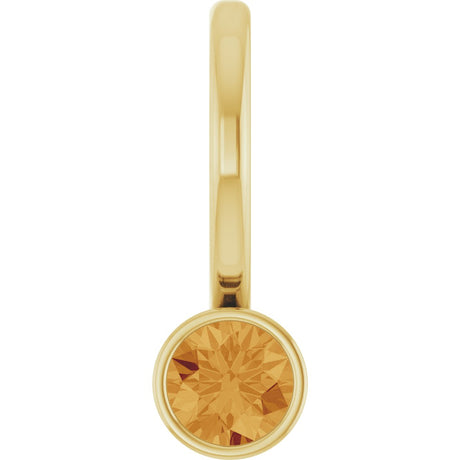 14K Gold Round Natural Citrine Bezel-Set Solitaire Pendant - Yellow Gold