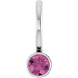 Platinum Round Natural Pink Tourmaline Bezel-Set Solitaire Pendant