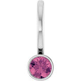Platinum Round Natural Pink Tourmaline Bezel-Set Solitaire Pendant