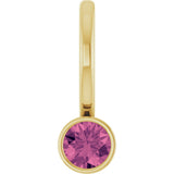 14K Gold Round Natural Pink Tourmaline Bezel-Set Solitaire Pendant - Yellow Gold