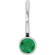 Platinum Round Natural Emerald Bezel-Set Solitaire Pendant