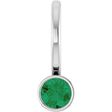 14K Gold Round Natural Emerald Bezel-Set Solitaire Pendant - White Gold