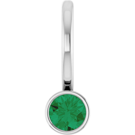 Platinum Round Lab-Grown Emerald Bezel-Set Solitaire Pendant
