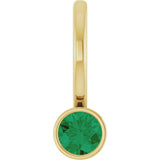 14K Gold Round Natural Emerald Bezel-Set Solitaire Pendant - Yellow Gold