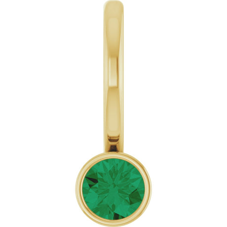14K Gold Round Lab-Grown Emerald Bezel-Set Solitaire Pendant - Yellow Gold