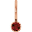 14K Gold Round Natural Mozambique Garnet Bezel-Set Solitaire Pendant - Rose Gold