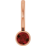 14K Gold Round Natural Mozambique Garnet Bezel-Set Solitaire Pendant - Rose Gold