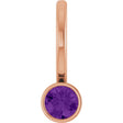 14K Gold Round Natural Amethyst Bezel-Set Solitaire Pendant - Rose Gold