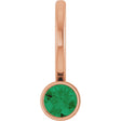 14K Gold Round Natural Emerald Bezel-Set Solitaire Pendant - Rose Gold