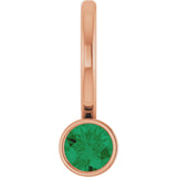 14K Gold Round Natural Emerald Bezel-Set Solitaire Pendant - Rose Gold