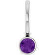 Platinum Round Natural Amethyst Bezel-Set Solitaire Pendant