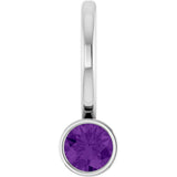 Platinum Round Natural Amethyst Bezel-Set Solitaire Pendant