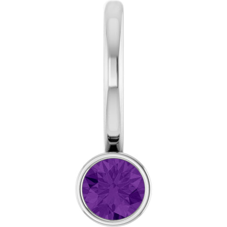 Platinum Round Natural Amethyst Bezel-Set Solitaire Pendant