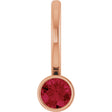 14K Gold Round Lab-Grown Ruby Bezel-Set Solitaire Pendant - Rose Gold