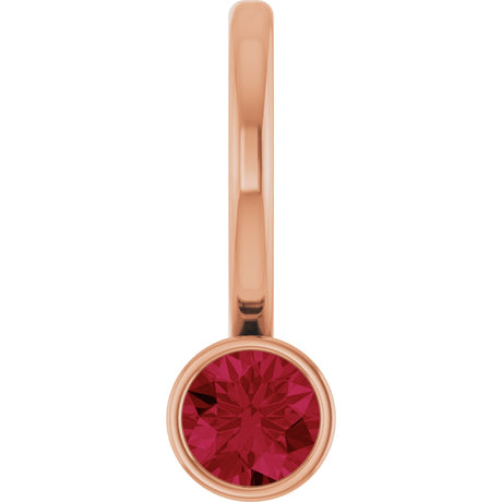 14K Gold Round Lab-Grown Ruby Bezel-Set Solitaire Pendant - Rose Gold