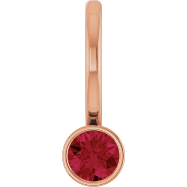 14K Gold Round Lab-Grown Ruby Bezel-Set Solitaire Pendant - Rose Gold