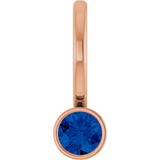 14K Gold Round Natural Blue Sapphire Bezel-Set Solitaire Pendant - Rose Gold