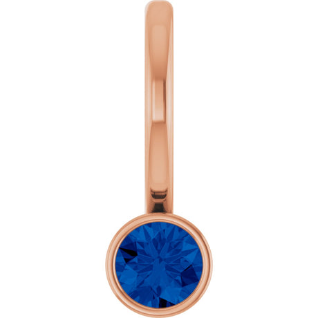 14K Gold Round Natural Blue Sapphire Bezel-Set Solitaire Pendant - Rose Gold