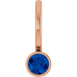 14K Gold Round Lab-Grown Blue Sapphire Bezel-Set Solitaire Pendant - Rose Gold