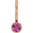14K Gold Round Natural Pink Tourmaline Bezel-Set Solitaire Pendant - Rose Gold