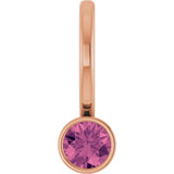 14K Gold Round Natural Pink Tourmaline Bezel-Set Solitaire Pendant - Rose Gold