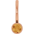 14K Gold Round Natural Citrine Bezel-Set Solitaire Pendant - Rose Gold