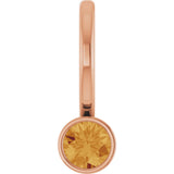 14K Gold Round Natural Citrine Bezel-Set Solitaire Pendant - Rose Gold