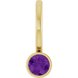 14K Gold Round Natural Amethyst Bezel-Set Solitaire Pendant - Yellow Gold