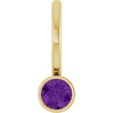 14K Gold Round Natural Amethyst Bezel-Set Solitaire Pendant - Yellow Gold
