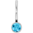 Platinum Round Natural Aquamarine Bezel-Set Solitaire Pendant