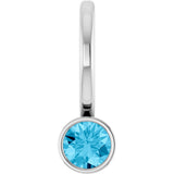 14K Gold Round Natural Aquamarine Bezel-Set Solitaire Pendant - White Gold
