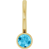 14K Gold Round Natural Aquamarine Bezel-Set Solitaire Pendant - Yellow Gold